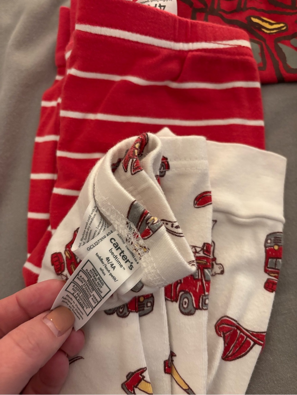 4T Toddler Construction & Firetruck Pajama Bundle w sweatshirt 8 pieces - Picture 3 of 5